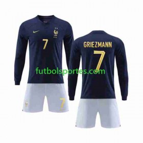 Camiseta Francia Griezmann 7 Niño Primera Equipación Copa Mundo 2022 Manga Larga